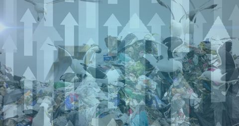 Eco challenges: rising waste management with symbolic growth arrows