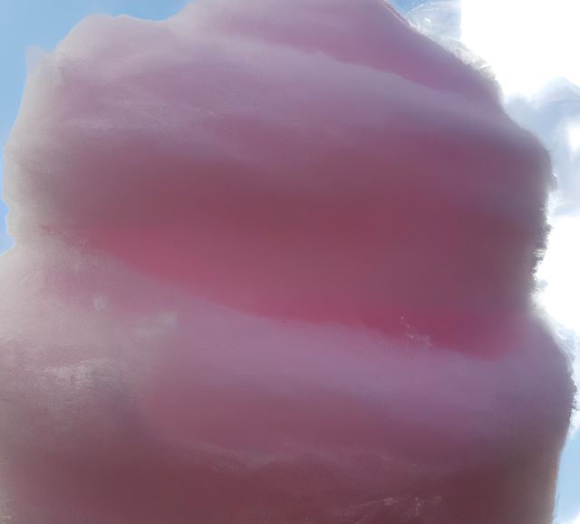 Close up of pink cotton candy created using generative ai technology. Sweets, food and nutrition concept, digitally generated image.