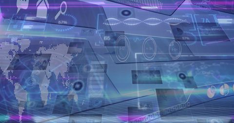 Digital Network Interface with Data Processing Visualizations - Download Free Stock Images Pikwizard.com