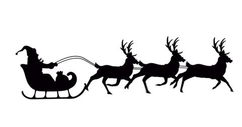 Silhouetted Santa Claus and Reindeer Sleigh on White Background - Download Free Stock Images Pikwizard.com