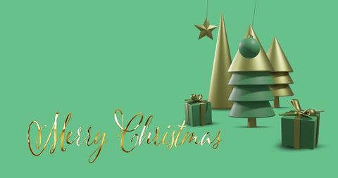 Festive christmas scene with ornaments on green background