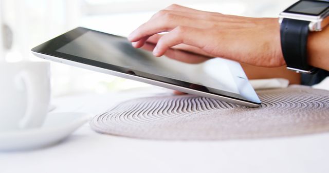 Hands Using Tablet with Stylus on Desk in Office - Download Free Stock Images Pikwizard.com