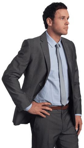 Confident Businessman Standing with Hand on Hip Transparent Image