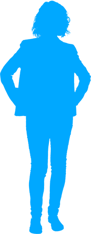 Transparent silhouette of businesswoman standing with hands in pockets