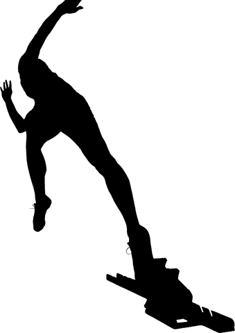 Silhouette of male runner on transparent background, dynamic exercise pose