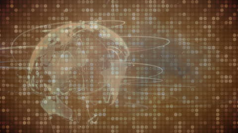 Futuristic Overlay of Digital Globe and Brain with Data Visualization