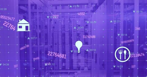 digital data processing in server room with technology icons overlay - Download Free Stock Images Pikwizard.com