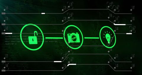 Digital Data Processing with Media Icons on Green Background - Download Free Stock Images Pikwizard.com