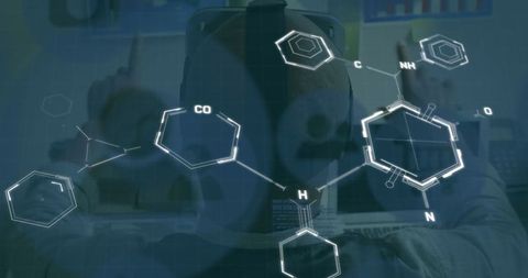 Researcher Analyzing Molecular Structure with Augmented Reality