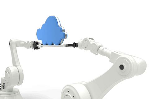 robotic hands holding blue cloud transparent concept - Download Free Stock Videos Pikwizard.com