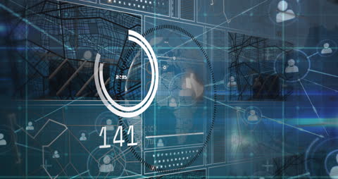 Futuristic Digital Interface With Network Connections and Data