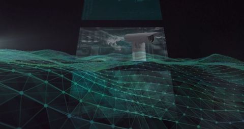 Futuristic Security Camera Scans Digital Grid Network