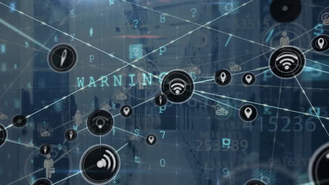 Data Processing and Cybersecurity Animation in Server Room