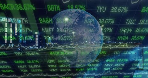 Global Financial Data Overlay on Urban Nightscape - Download Free Stock Images Pikwizard.com