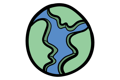 Hand Drawn Globe Illustration on Transparent Background for Eco Designs