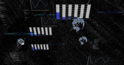 Digital data visualization with floating bar charts