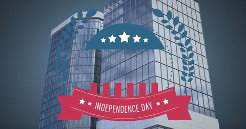 Independence Day Celebration Over Modern Cityscape