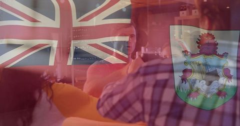 Three friends relaxing in cozy living room