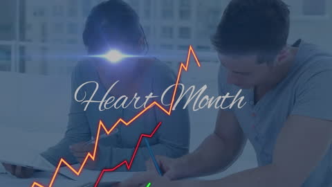 Animated Graphs and Heart Month Text with Diverse Students in Collaboration