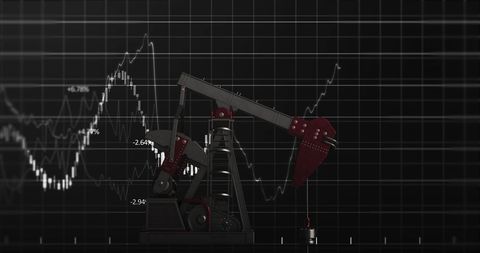 Oil Pump Over Financial Data on Graph Background
