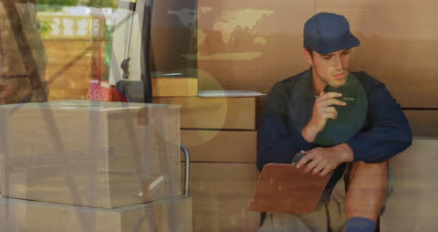 Delivery Worker with Data Visualization Concept