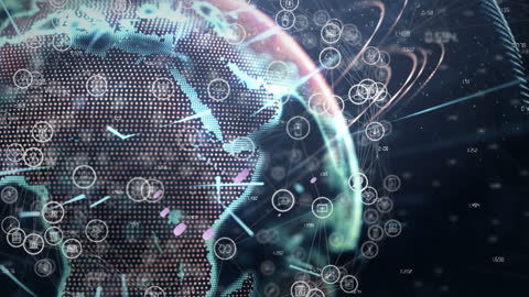 Rotating Globe with Digital Network Connections