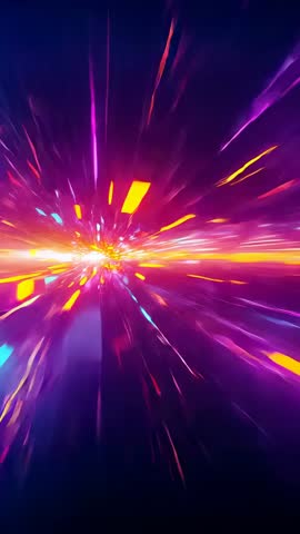 Racing Through Neon Hyperspace Tunnel Toward Glowing Horizon | Vertical Motion Graphics Loop