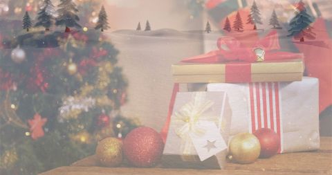 Festive Christmas Scene with Presents and Decorations - Download Free Stock Images Pikwizard.com