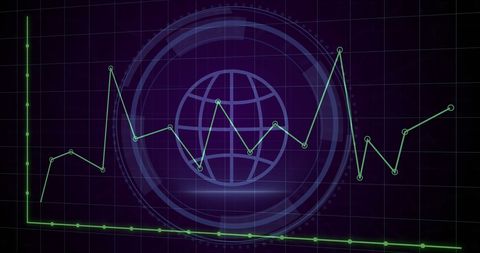Holographic Global Data Graphs on Digital Grid Background - Download Free Stock Images Pikwizard.com