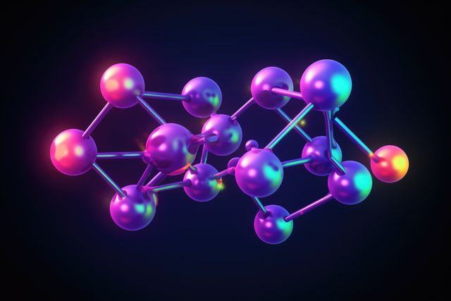 Blue atoms forming molecular structure, created using generative ai technology - Download Free Stock Photos Pikwizard.com