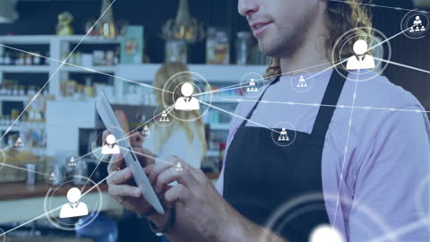 Small Business Owner Using Digital Tablet in Modern Store