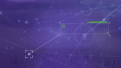 Digital Network Interface with Futuristic Data Graphics