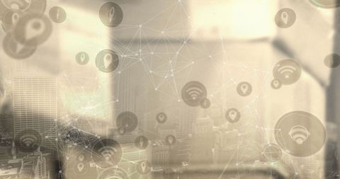 Smart City Network Concept with Tech Icons Overlay - Download Free Stock Images Pikwizard.com
