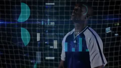 Athlete Analyzing Digital Sports Performance with Innovative Data Visualization