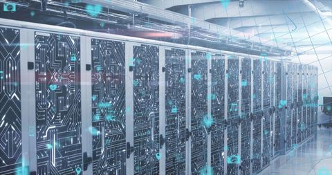High-Tech Data Servers with Digital Overlay in Modern Data Center - Download Free Stock Images Pikwizard.com