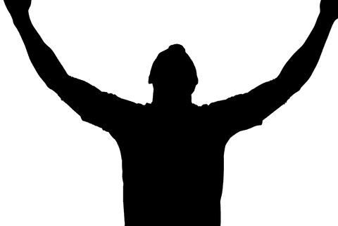 Transparent vector outline of man in martial arts pose