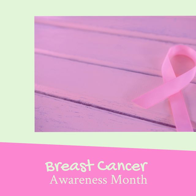 Breast Cancer Awareness Month Ribbon on Purple Background - Download Free Stock Templates Pikwizard.com