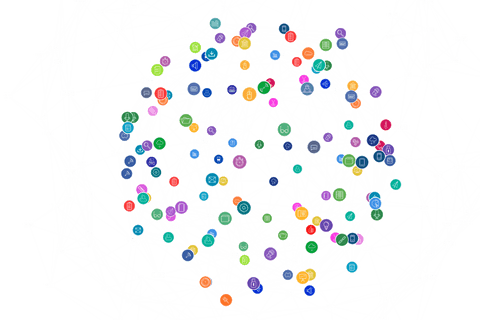 connected network of colorful media icons on transparent background - Download Free Stock Videos Pikwizard.com