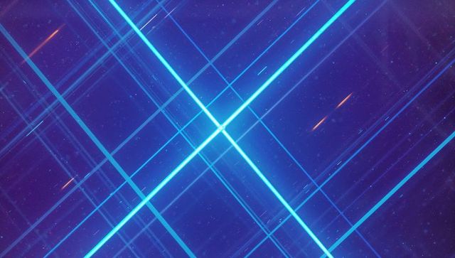 Futuristic neon blue beam intersection in cosmic field