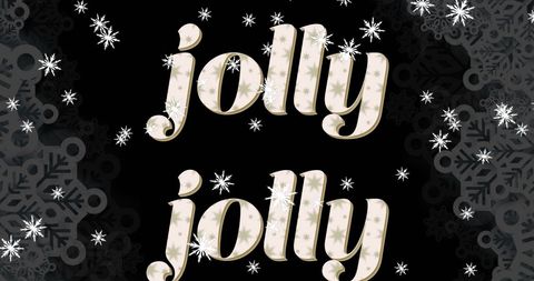 Jolly repeating text with snowflakes on black background