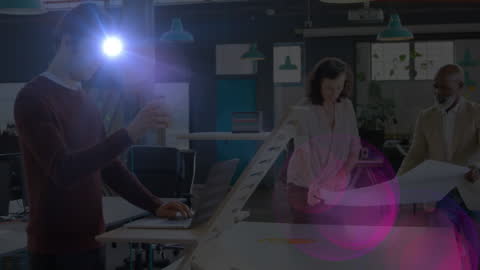 Business Team Collaborating in Modern Office with Technologies