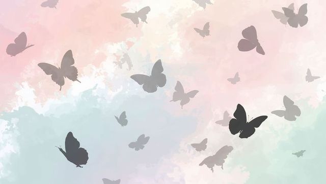 Pastel watercolor butterflies drifting over dreamy cloudlike backgrounds for wallpaper