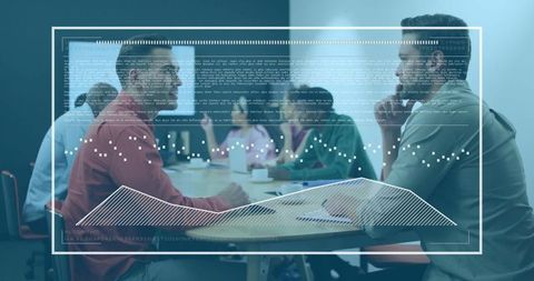 Team Meeting with Digital Analytics Overlay Concept