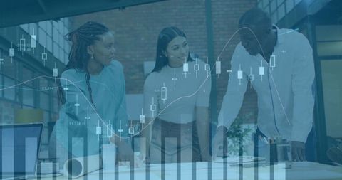 Multiracial Team Analyzing Data Visualization in Modern Office