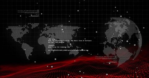 Digital World Map and Code on Black Background - Download Free Stock Images Pikwizard.com