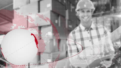 Global Shipping Concept with Digital Visualization in Warehouse