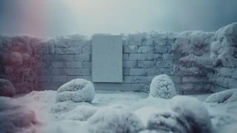 Winter Scene: Snowy Brick Courtyard with Panel