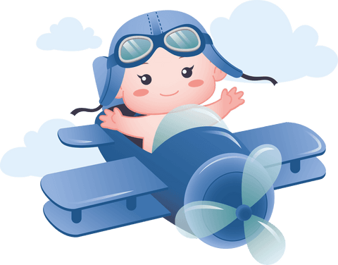 cute child aviator in blue airplane on transparent background - Download Free Stock Videos Pikwizard.com