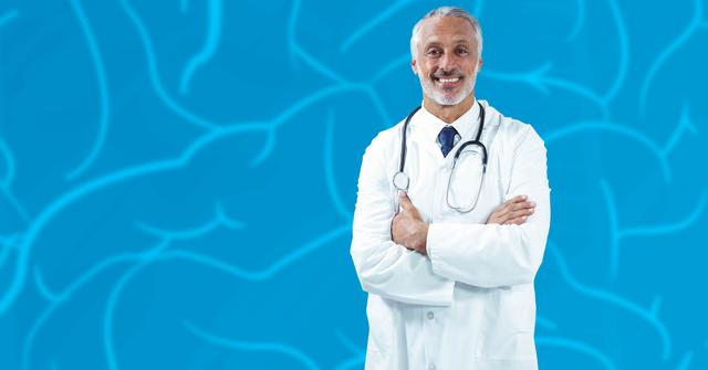 Middle-aged Doctor With Stethoscope and Blue Medical Background - Download Free Stock Photos Pikwizard.com