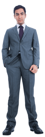 Serious Hispanic Businessman in Suit on Transparent Background